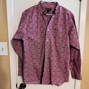 Ariat Men's Small Red Patterned Long Sleeve Button-Up Shirt